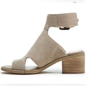 Sole Society Tally Ankle-Strap Block Heel Sandal - Taupe Suede